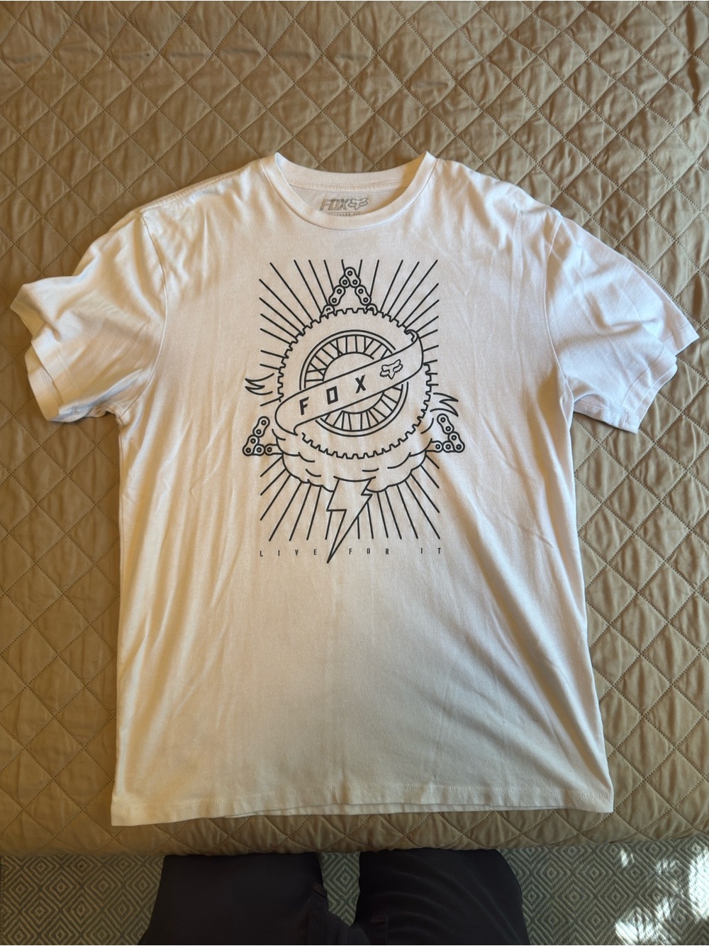Fox White Short Sleeve Tee with Black Graphic Emblem